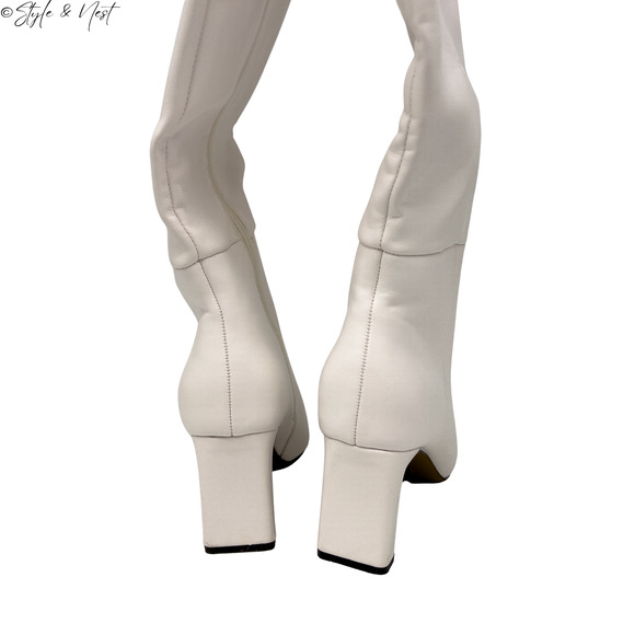 Women Fashion Festival Rave Gogo Boots Knee High Chunky Block Heel Y2K Size 7 - Picture 4 of 10